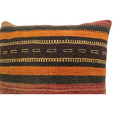 Caballer Orange/Rust Hand-Woven Kilim Throw Pillow -18"x18"