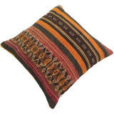 Caballer Orange/Rust Hand-Woven Kilim Throw Pillow -18"x18"