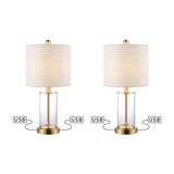 Cabell 21" Glass Modern Contemporary USB Charging LED Table Lamp, Oil Rubbed Bronze (Set of 2) by JONATHAN Y
