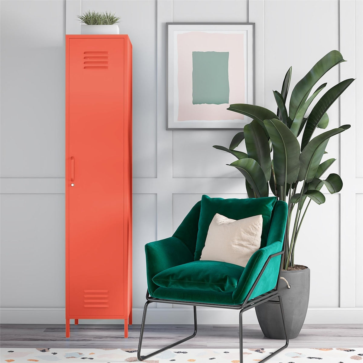 Cache Single Metal Locker Storage Cabinet, Orange