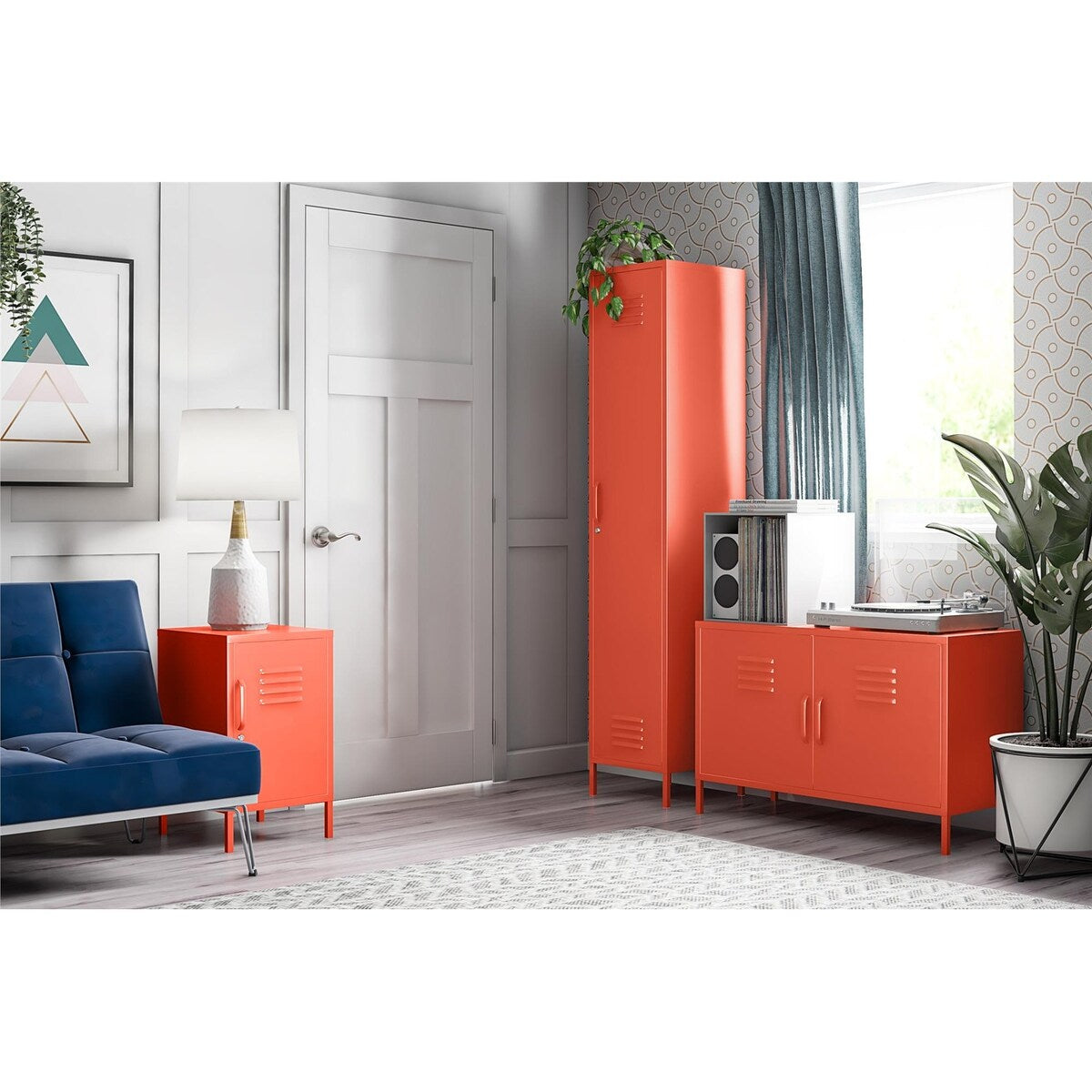 Cache Single Metal Locker Storage Cabinet, Orange