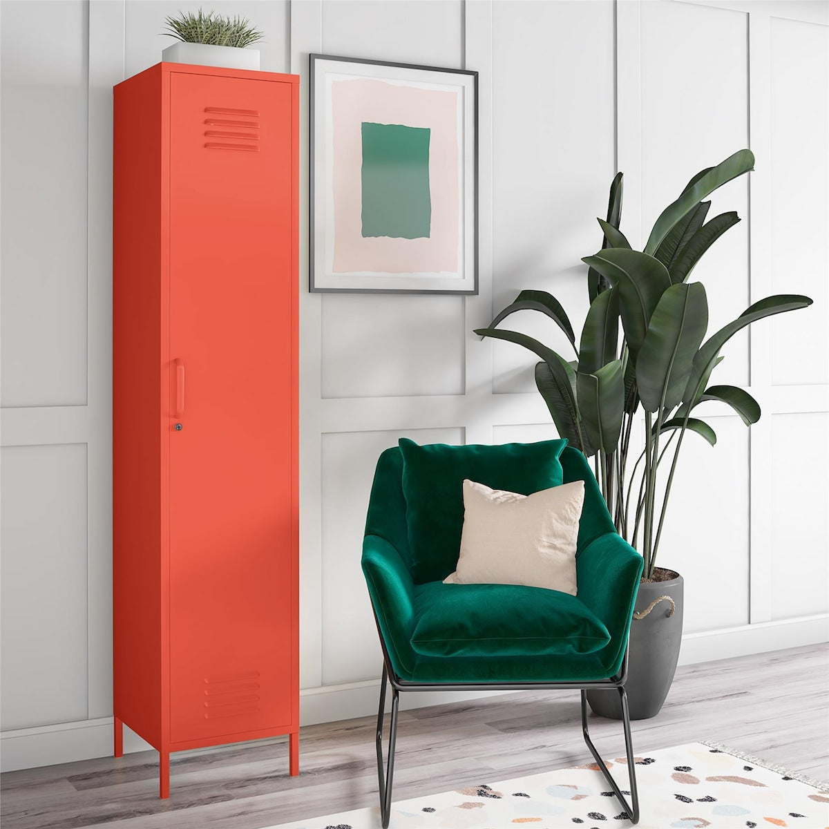 Cache Single Metal Locker Storage Cabinet, Orange
