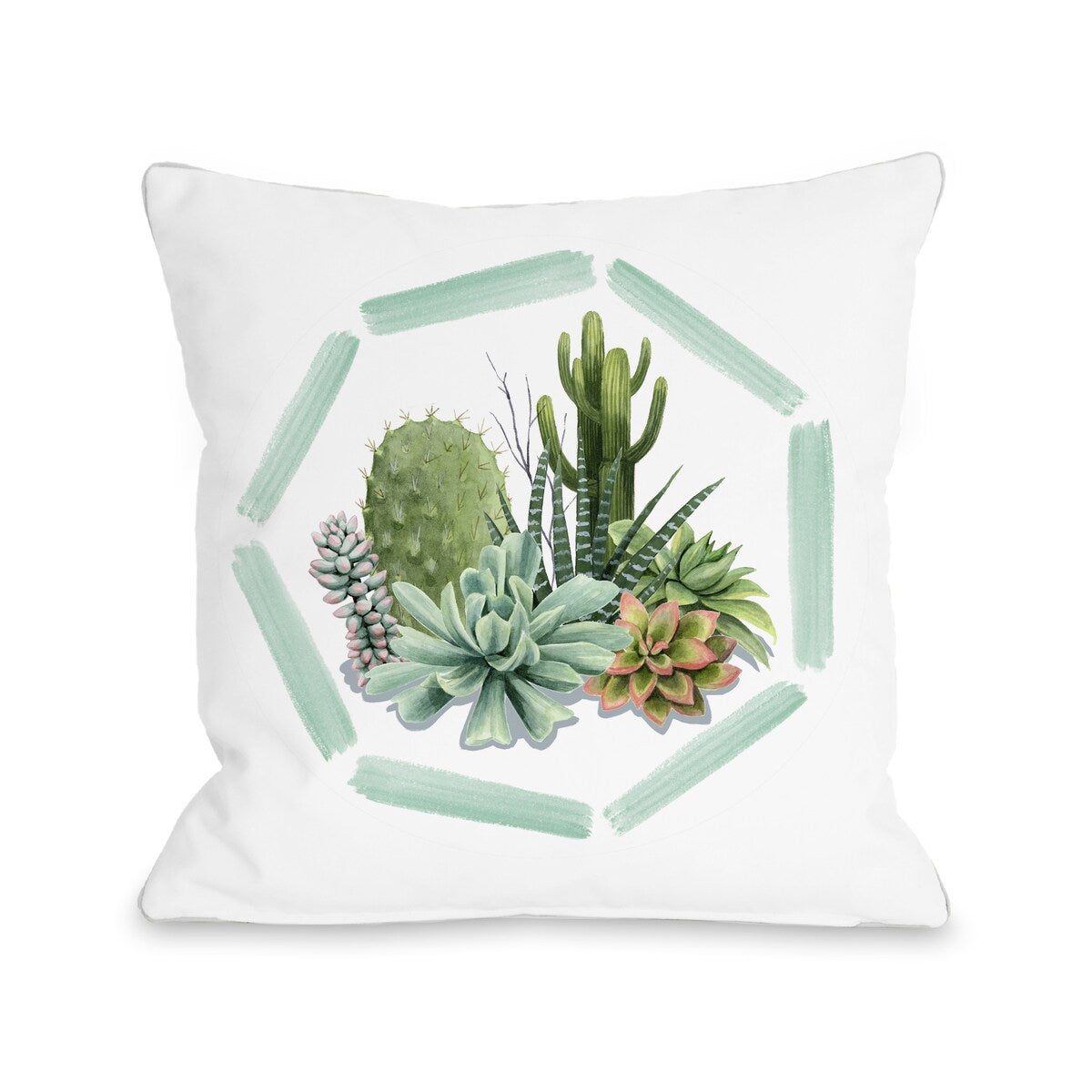 Cacti Bunch - Green Throw Pillow by Grace Popp