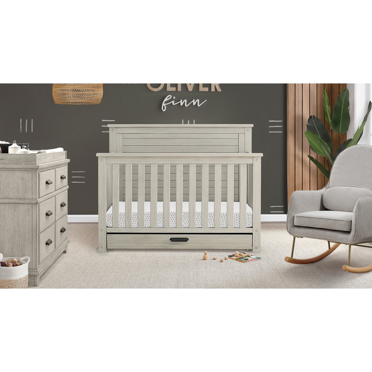 Caden 6-in-1 Convertible Crib with Trundle Drawer - N/A