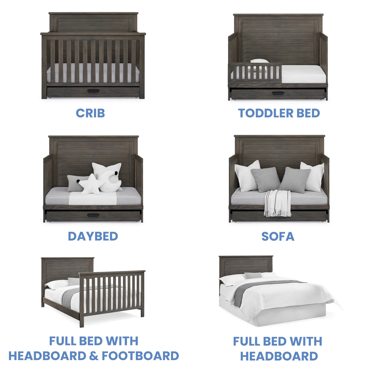 Caden 6-in-1 Convertible Crib with Trundle Drawer - N/A