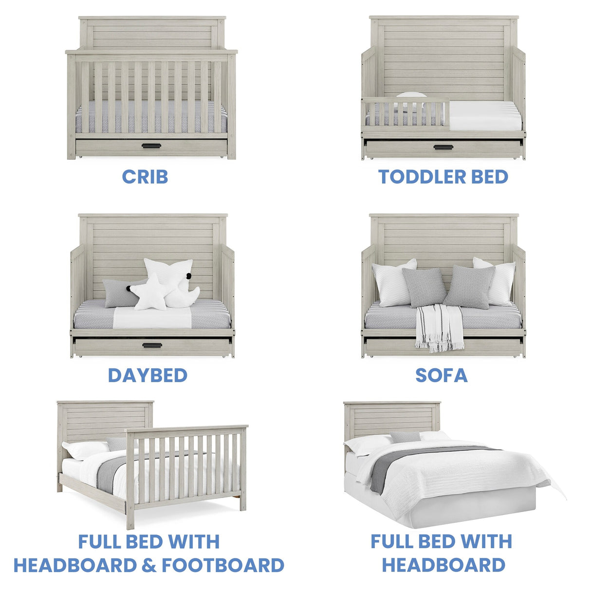 Caden 6-in-1 Convertible Crib with Trundle Drawer - N/A