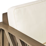 Cadence Outdoor 2-piece Acacia Wood Loveseat and Coffee Table Set with Cushions by Christopher Knight Home
