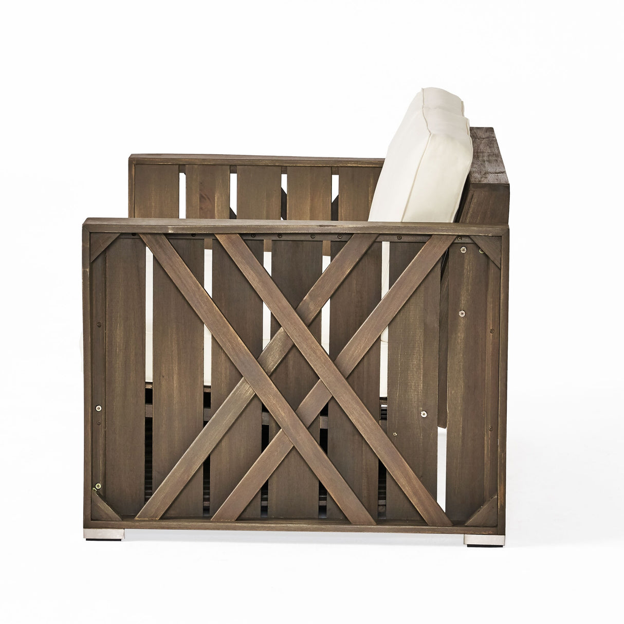 Cadence Outdoor 2-piece Acacia Wood Loveseat and Coffee Table Set with Cushions by Christopher Knight Home