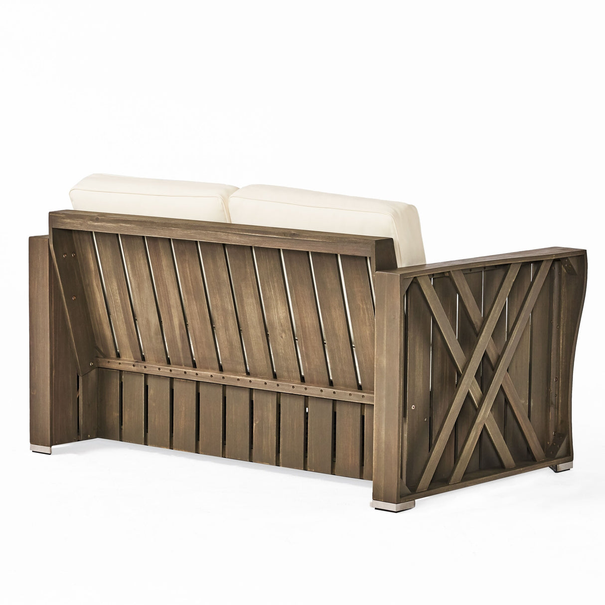 Cadence Outdoor 2-piece Acacia Wood Loveseat and Coffee Table Set with Cushions by Christopher Knight Home