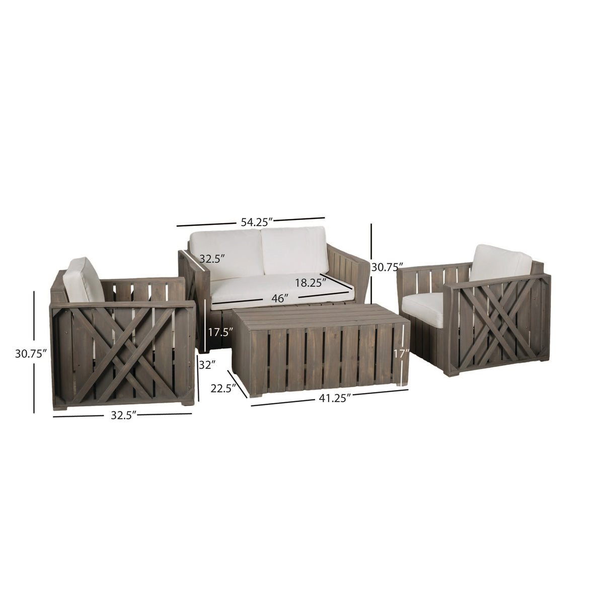 Cadence Acacia Wood Outdoor 4-piece Chat Set with Cushions by Christopher Knight Home