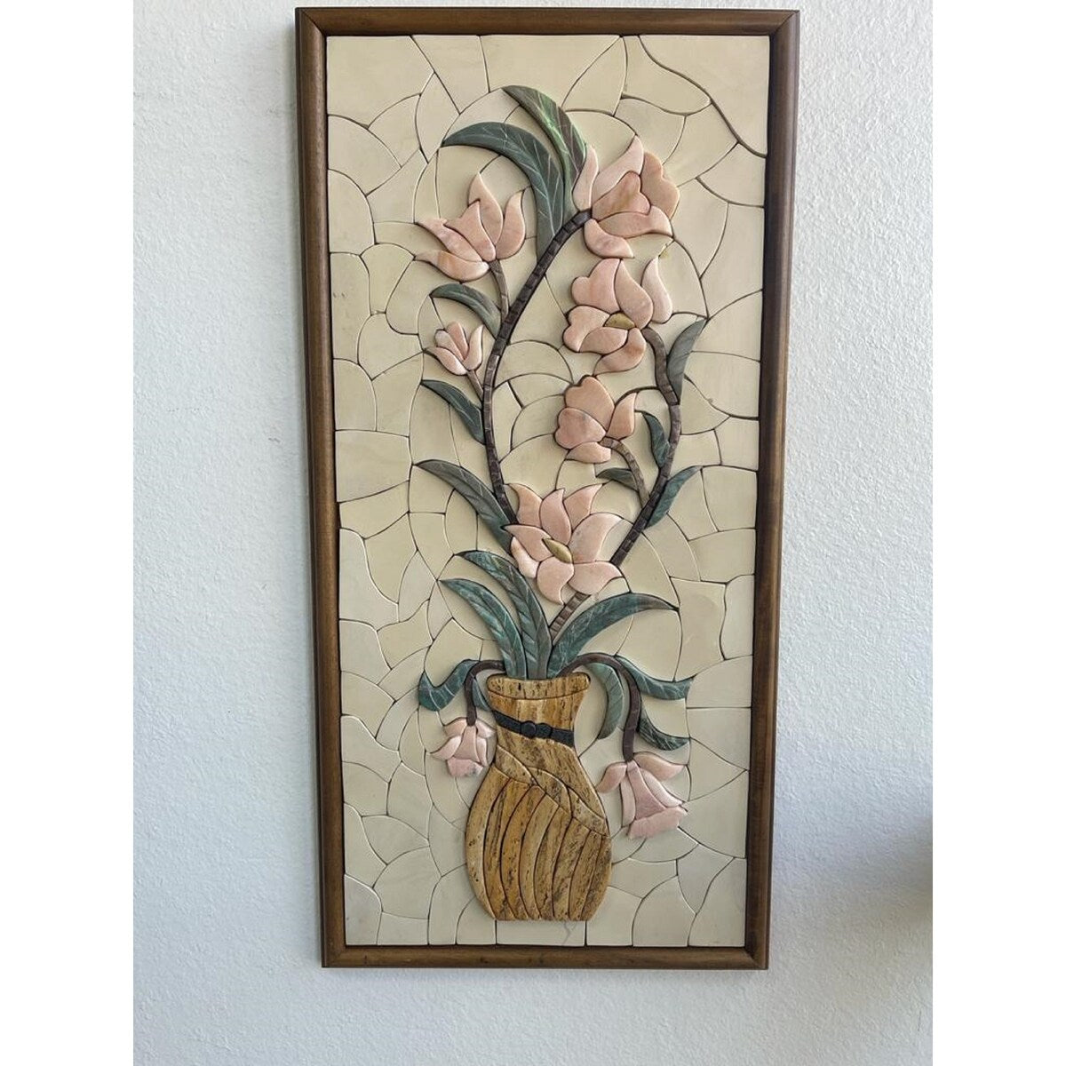 Caesar's Living 38"H Rectangle Handmade Mosaic 3D Flowers Vase Wall Art with Wooden Frame - Multi-Color