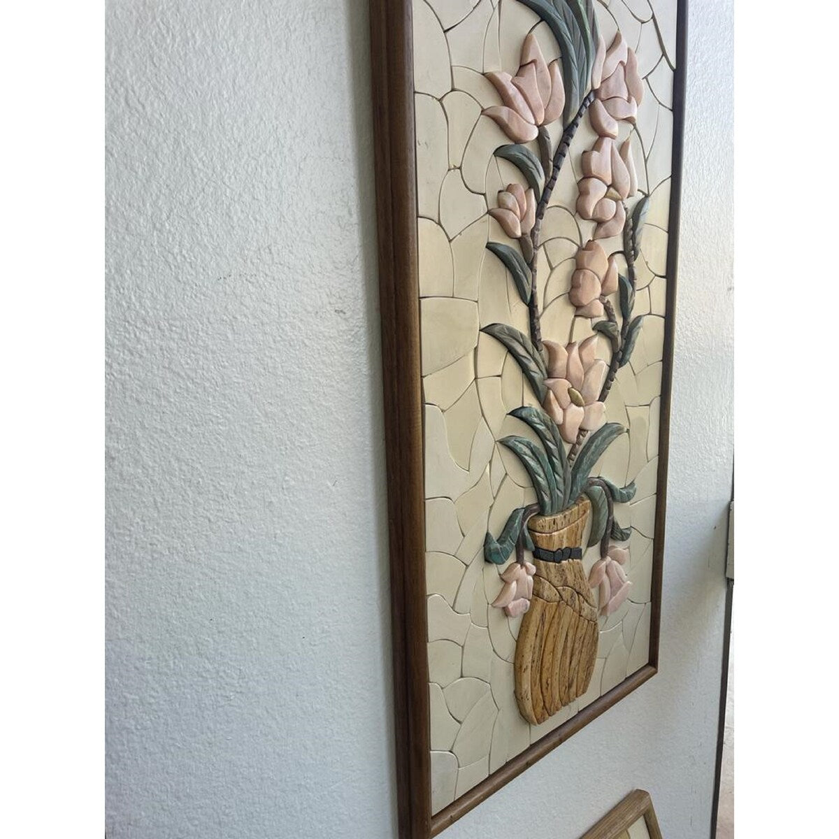 Caesar's Living 38"H Rectangle Handmade Mosaic 3D Flowers Vase Wall Art with Wooden Frame - Multi-Color