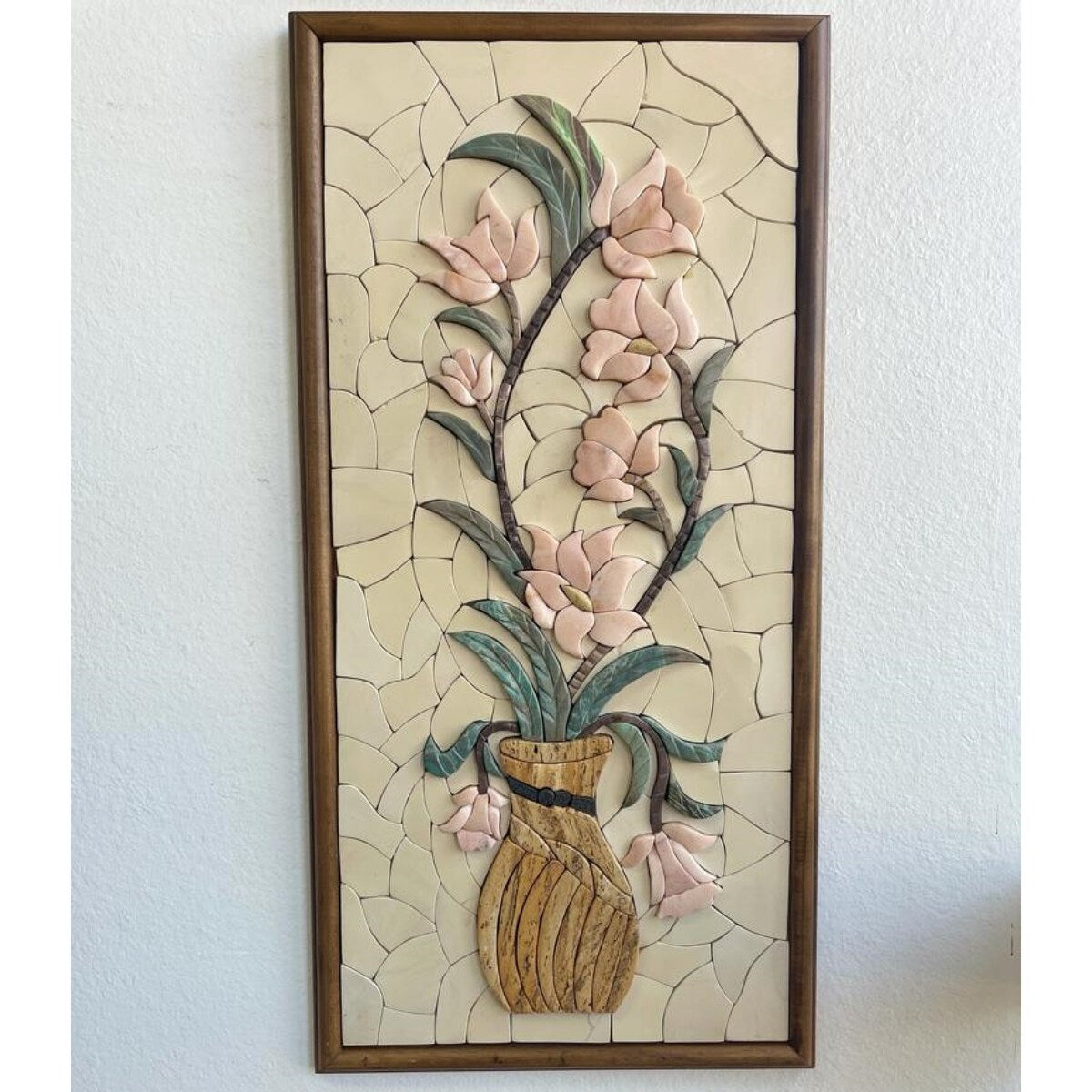 Caesar's Living 38"H Rectangle Handmade Mosaic 3D Flowers Vase Wall Art with Wooden Frame - Multi-Color