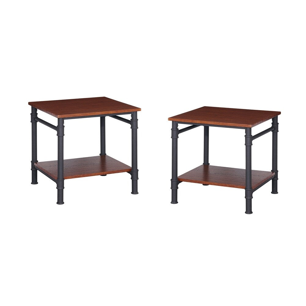 Cagny Industrial Wood End Tables (Set of 2) by Christopher Knight Home