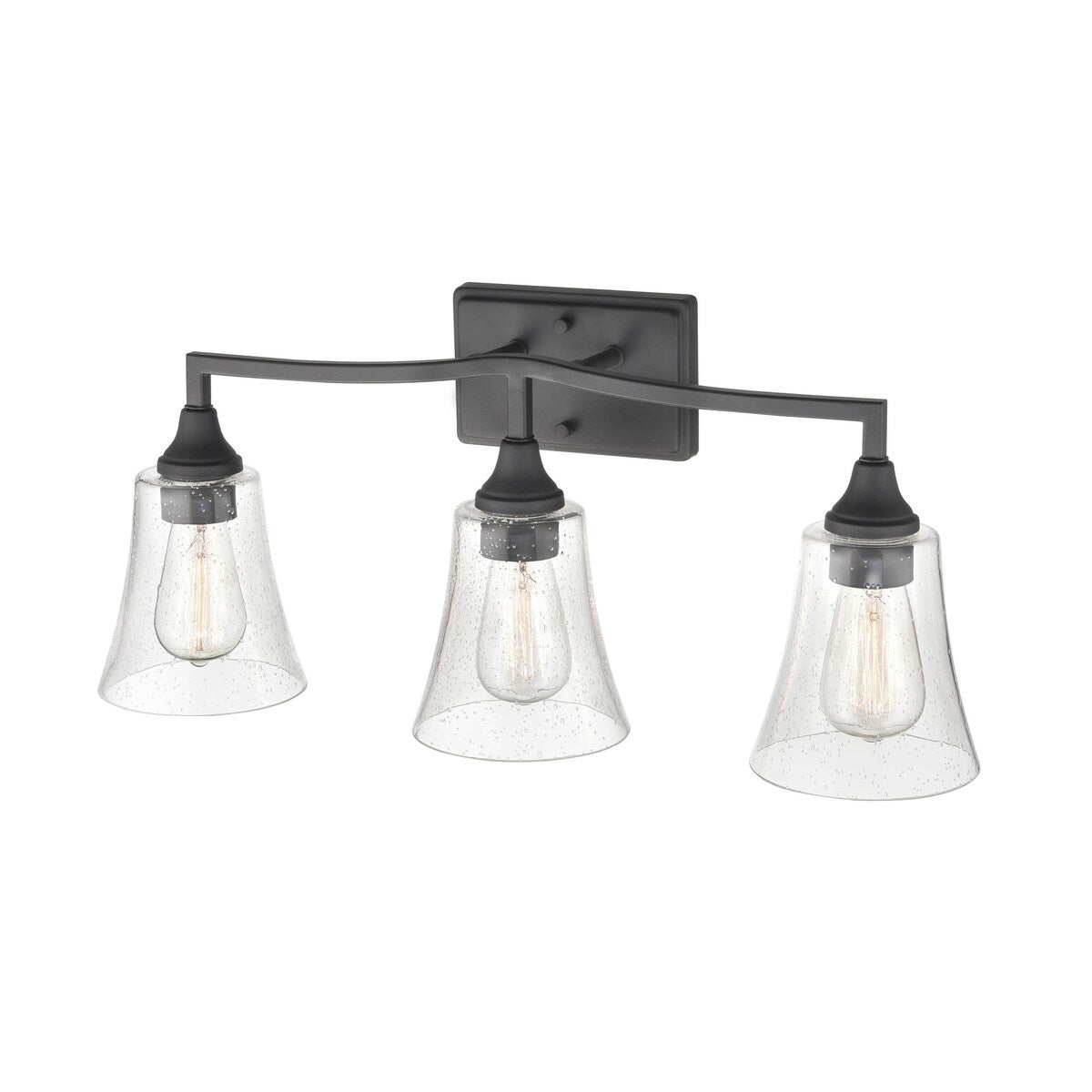 Millennium Lighting Caily 3 Light Bathroom Vanity Fixture in Brushed Nickel or Matte Black with Seeded Glass Shade
