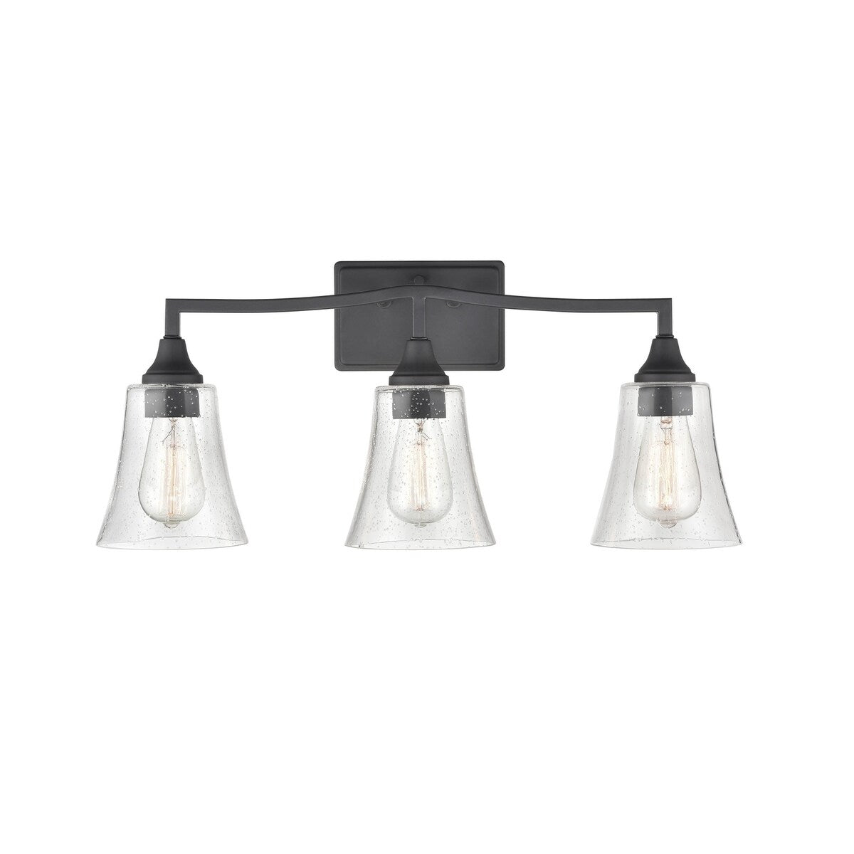 Millennium Lighting Caily 3 Light Bathroom Vanity Fixture in Brushed Nickel or Matte Black with Seeded Glass Shade
