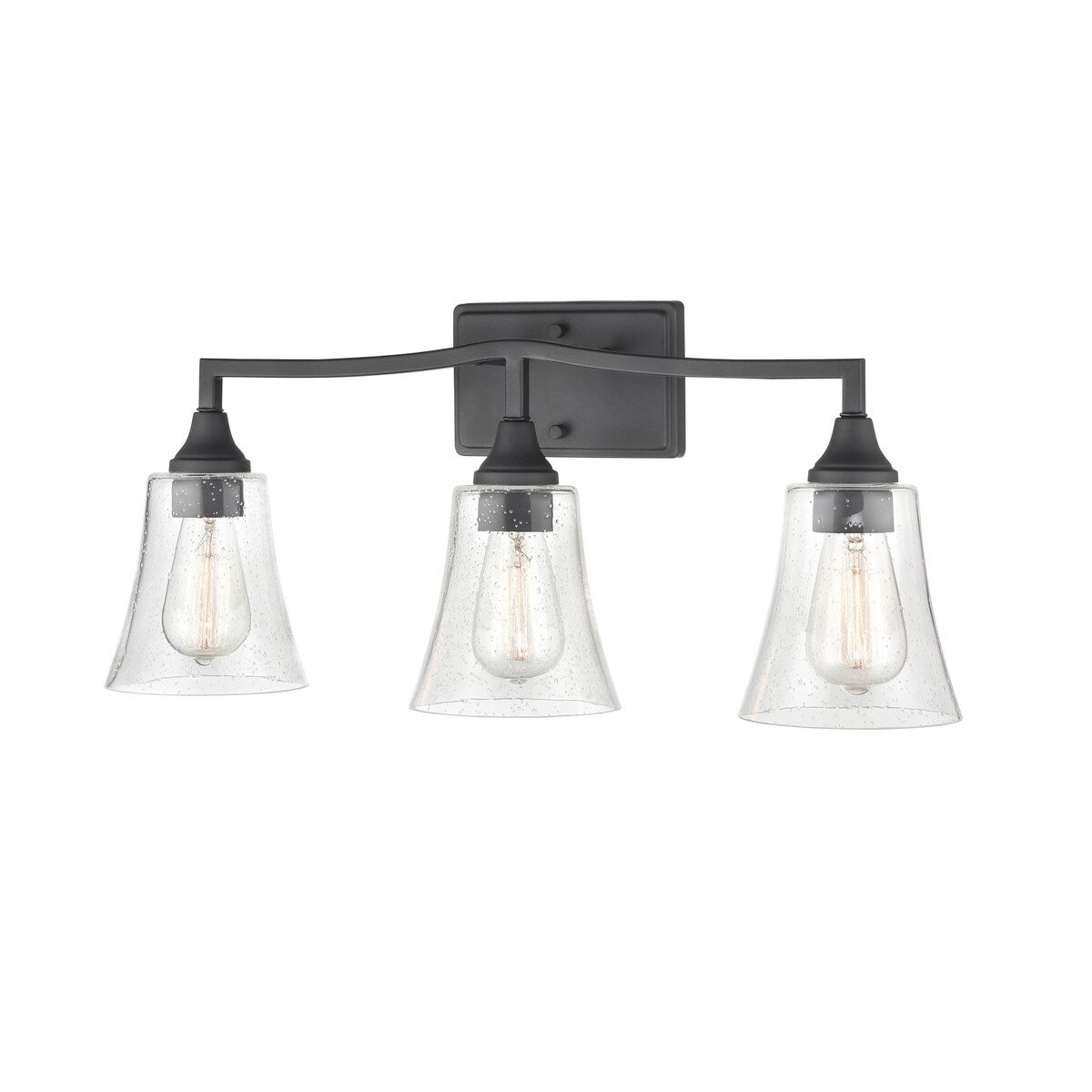 Millennium Lighting Caily 3 Light Bathroom Vanity Fixture in Brushed Nickel or Matte Black with Seeded Glass Shade
