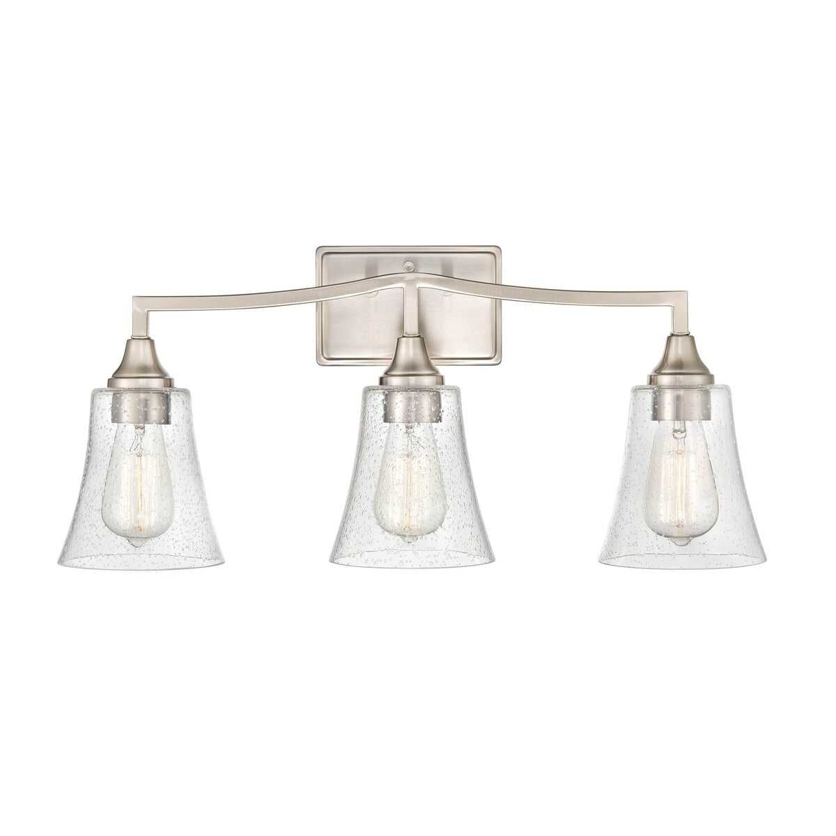 Millennium Lighting Caily 3 Light Bathroom Vanity Fixture in Brushed Nickel or Matte Black with Seeded Glass Shade