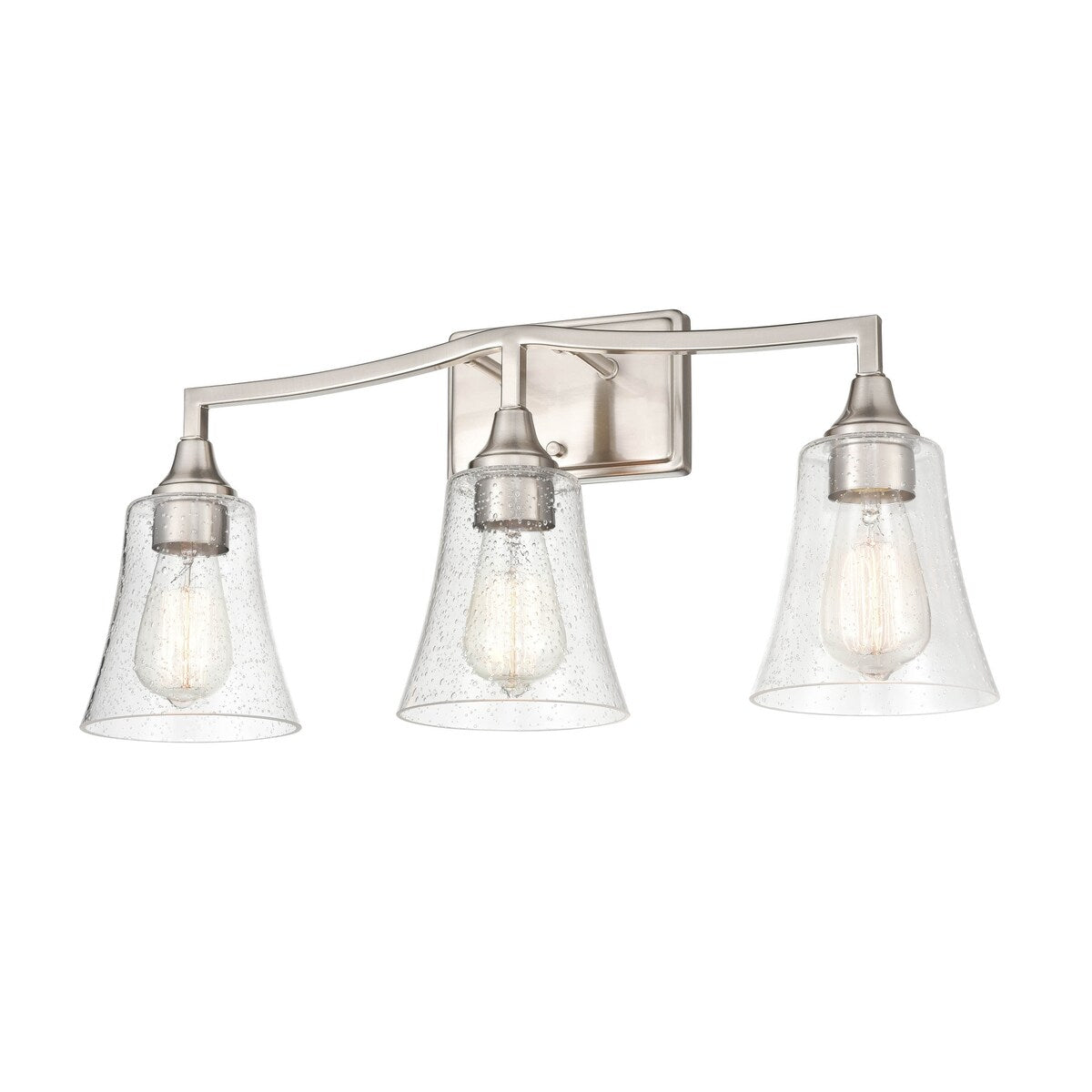 Millennium Lighting Caily 3 Light Bathroom Vanity Fixture in Brushed Nickel or Matte Black with Seeded Glass Shade