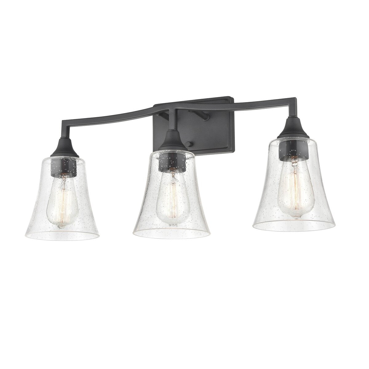 Millennium Lighting Caily 3 Light Bathroom Vanity Fixture in Brushed Nickel or Matte Black with Seeded Glass Shade