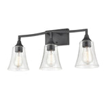 Millennium Lighting Caily 3 Light Bathroom Vanity Fixture in Brushed Nickel or Matte Black with Seeded Glass Shade