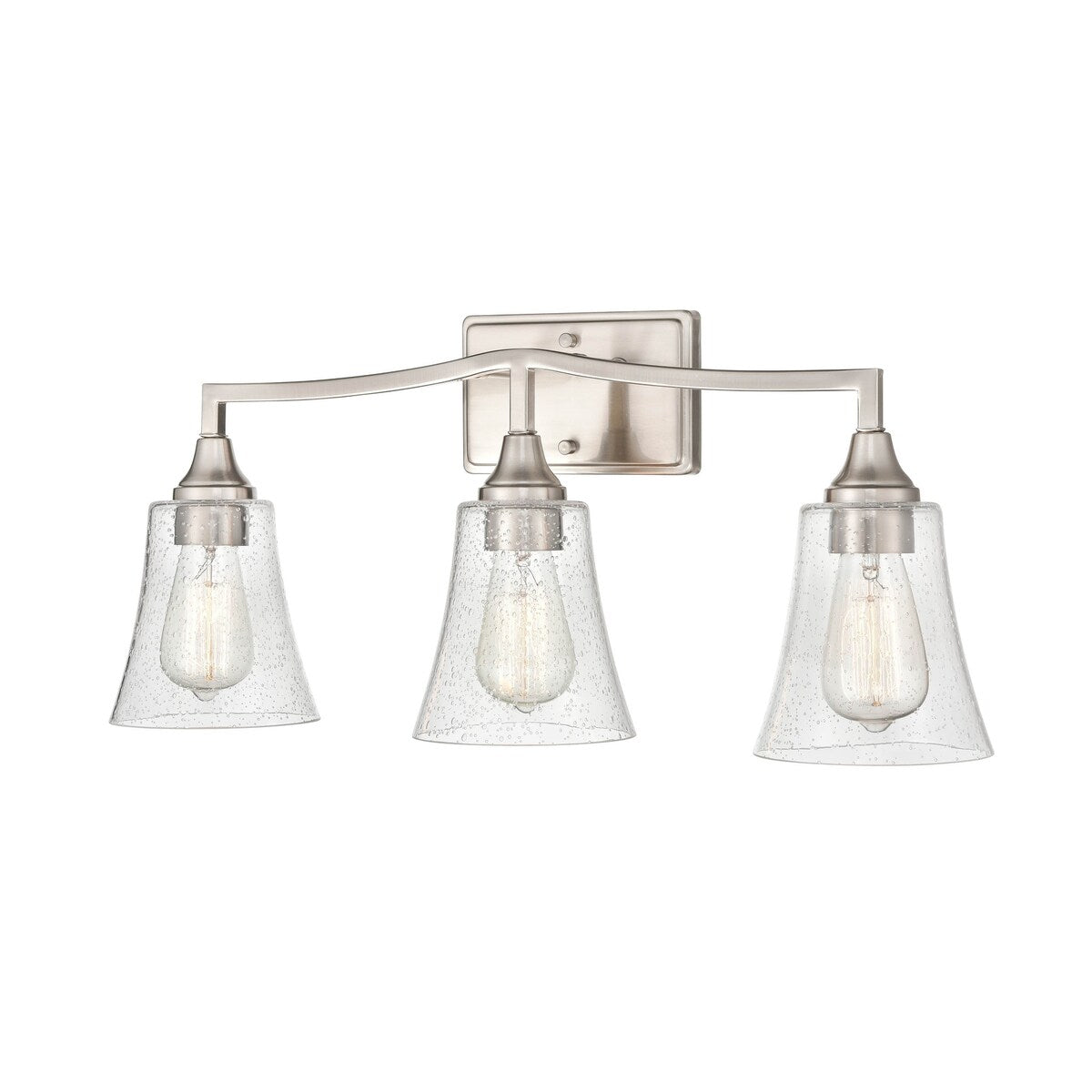 Millennium Lighting Caily 3 Light Bathroom Vanity Fixture in Brushed Nickel or Matte Black with Seeded Glass Shade