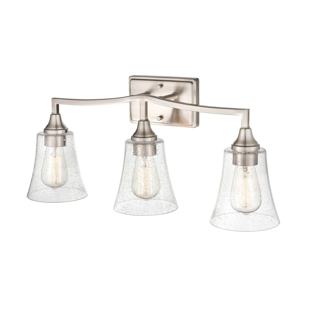 Millennium Lighting Caily 3 Light Bathroom Vanity Fixture in Brushed Nickel or Matte Black with Seeded Glass Shade
