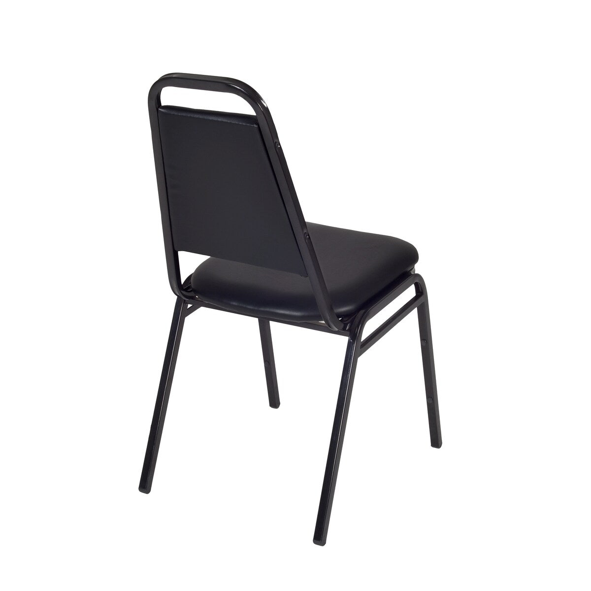 Cain 48" Round Breakroom Table- Ash Grey & 4 Restaurant Stack Chairs- Black