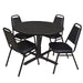 Cain 48" Round Breakroom Table- Ash Grey & 4 Restaurant Stack Chairs- Black