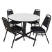 Cain 48" Round Breakroom Table- Ash Grey & 4 Restaurant Stack Chairs- Black