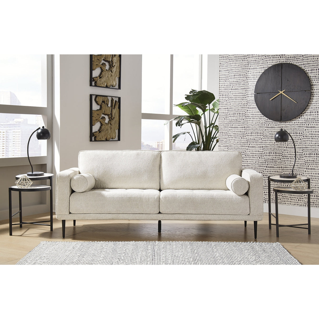 Caladeron Mid-Century Sandstone Sofa - 82"W x 36"D x 14"H
