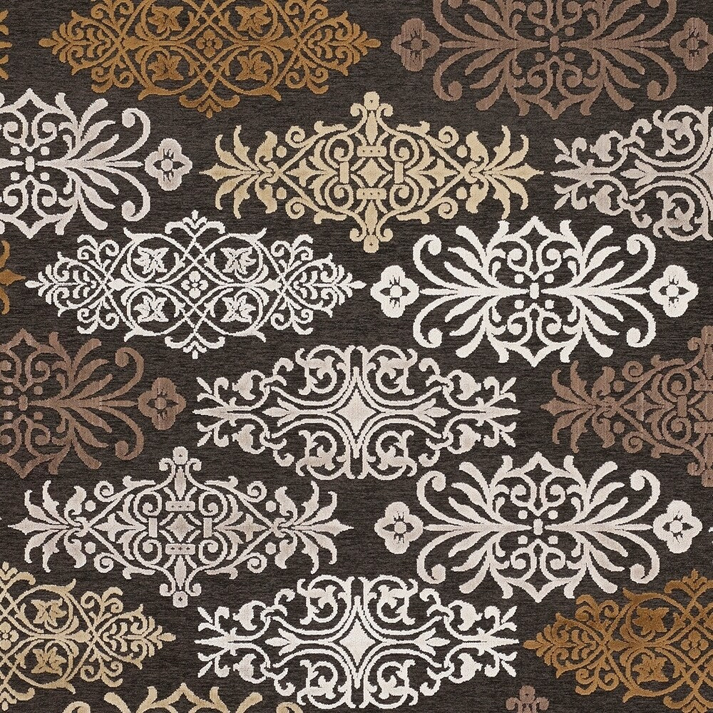 Calder Filagree Print Acrylic / Chenille Espresso Area Rug - 4' x 5'7"