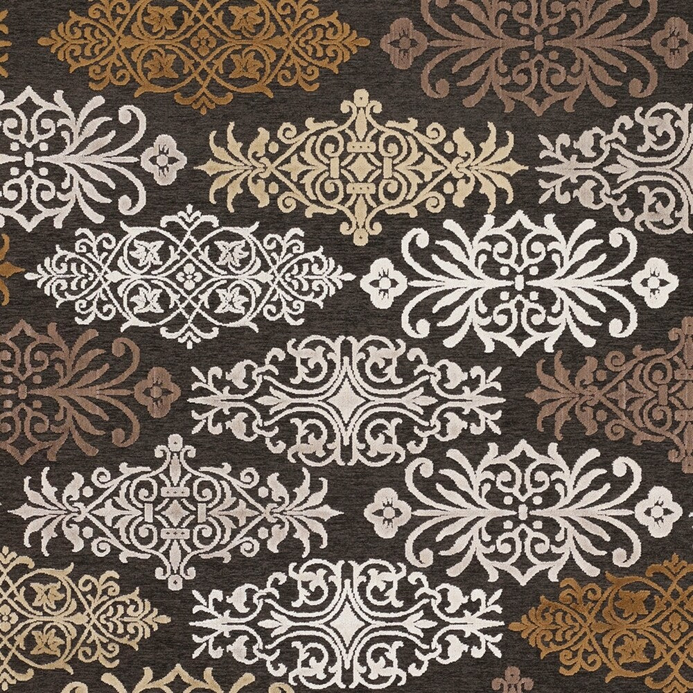 Calder Filagree Print Acrylic / Chenille Espresso Area Rug - 4' x 5'7"