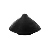 Cale 4 Inch Round Ceramic Vase with Brushed Design, Black