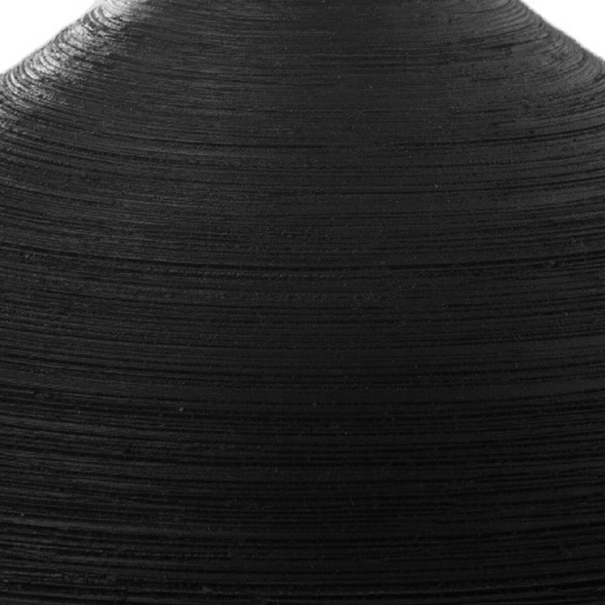 Cale 4 Inch Round Ceramic Vase with Brushed Design, Black