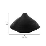 Cale 4 Inch Round Ceramic Vase with Brushed Design, Black