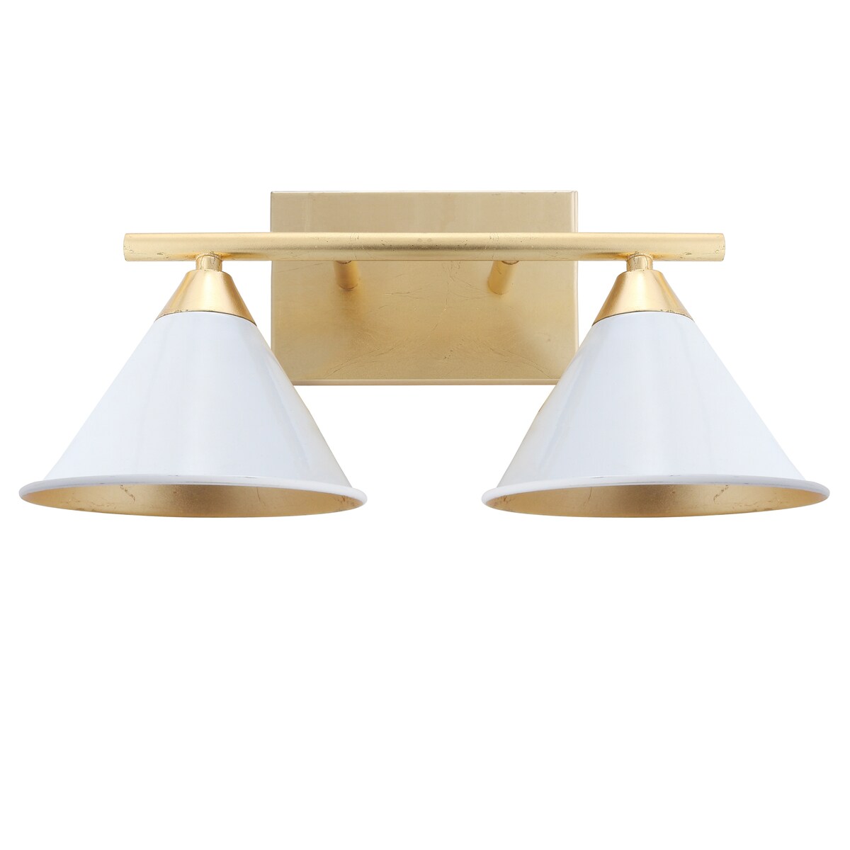 Caleb 2-Light 16" Metal Vanity Wall Light, White/Gold by JONATHAN Y