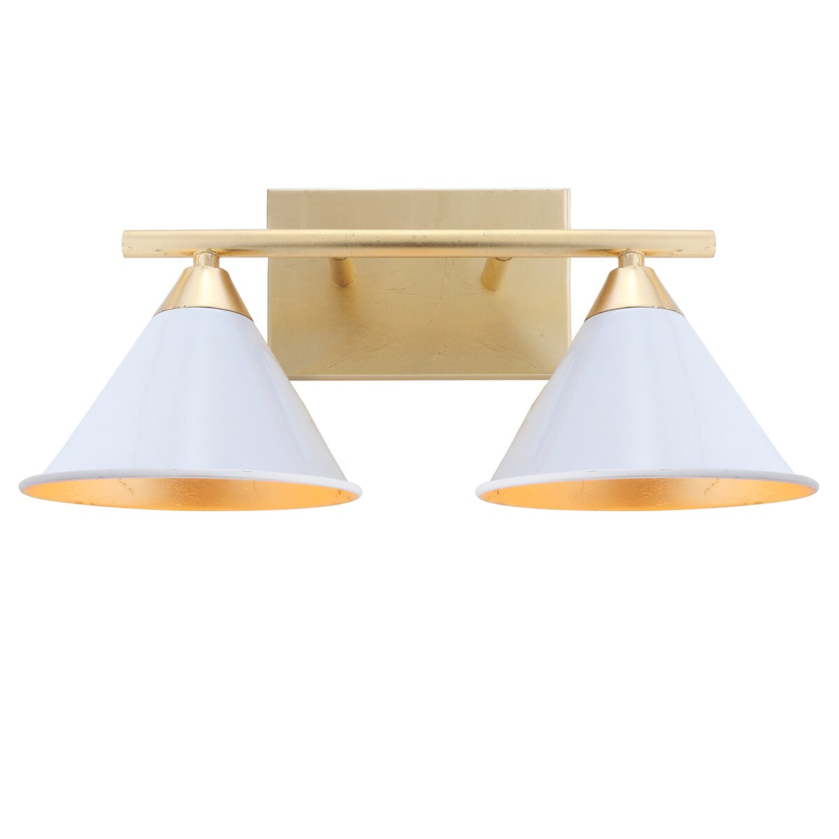 Caleb 2-Light 16" Metal Vanity Wall Light, White/Gold by JONATHAN Y