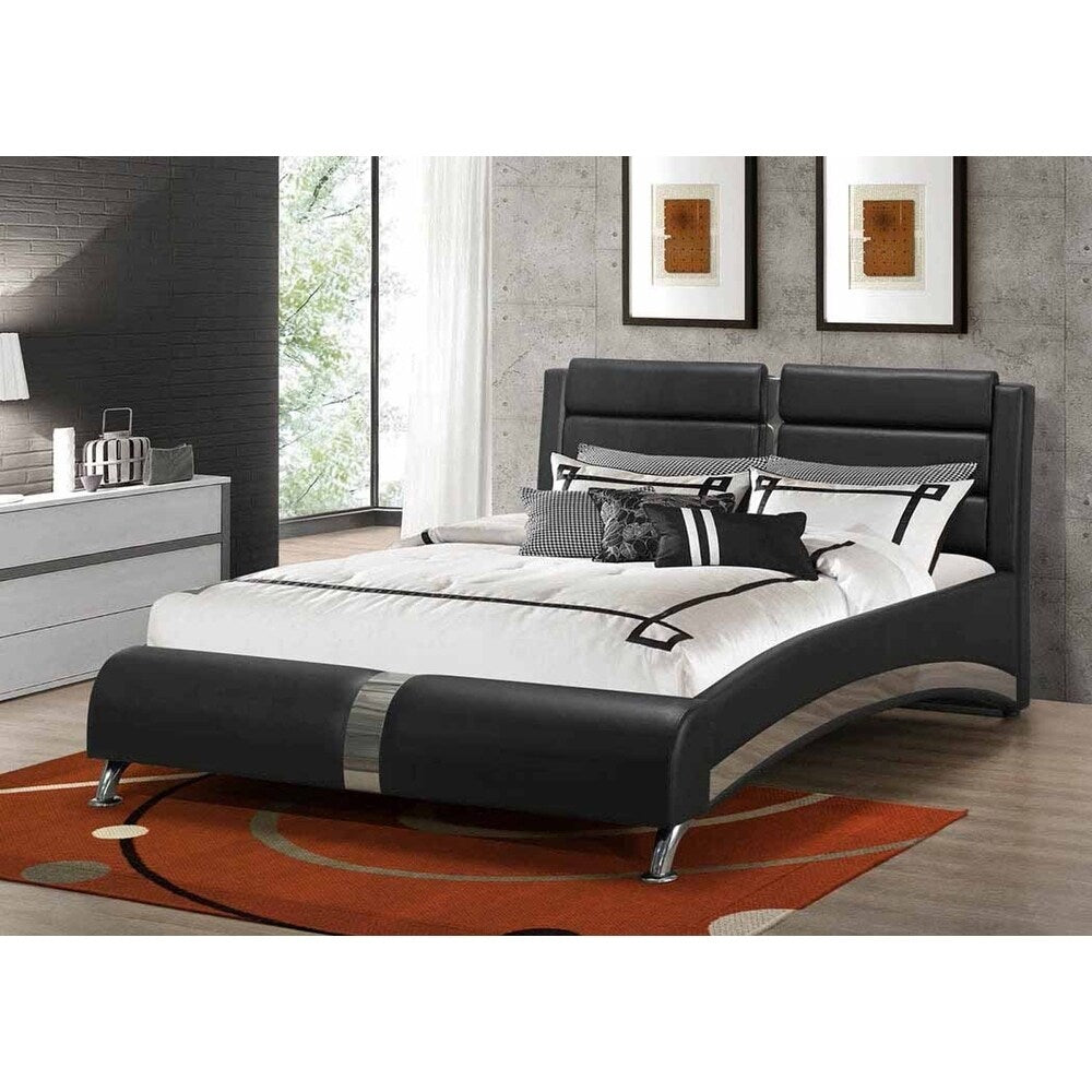 Caledonia Contemporary Chrome Upholstered Bed