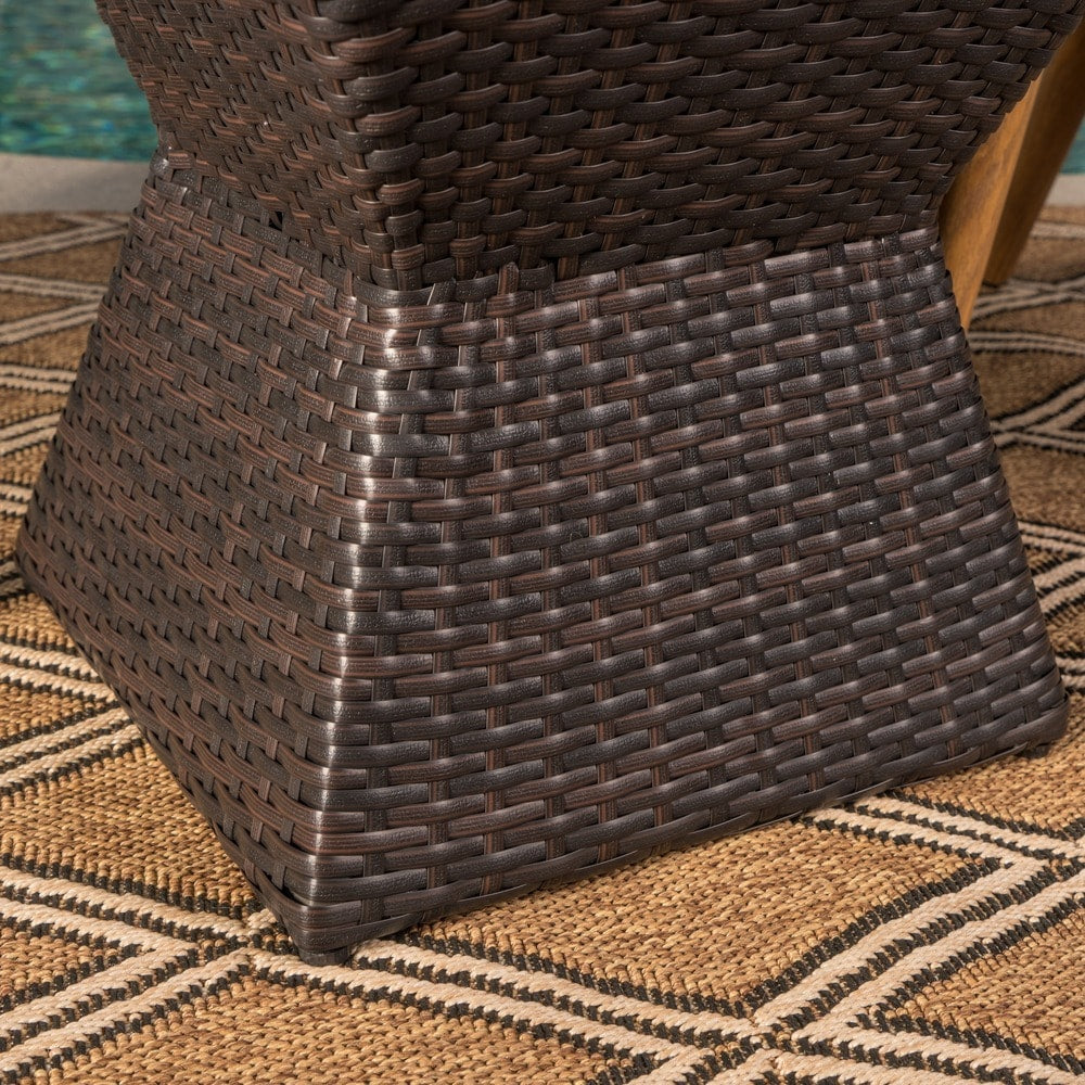 Calhoun Outdoor Square Wicker Side Table by Christopher Knight Home