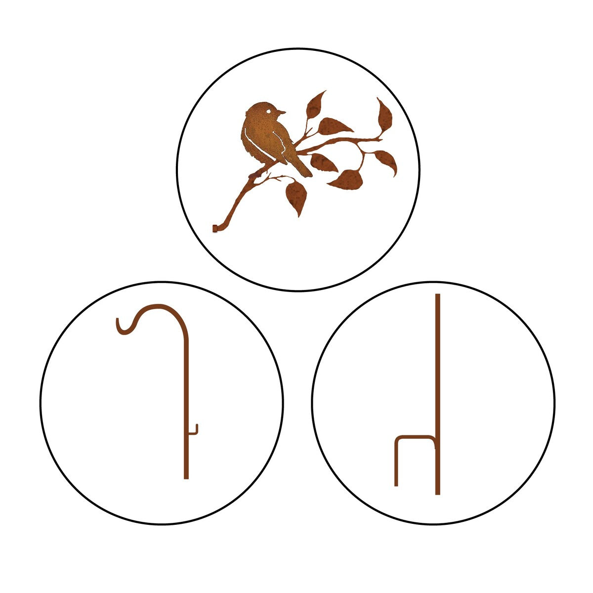 California Home and Garden 50 in. Tall Yellowish Brown Rust Steel Shepherd's Hook's with Lonely Bluebird on Branch
