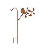 California Home and Garden 50 in. Tall Yellowish Brown Rust Steel Shepherd's Hook's with Lonely Bluebird on Branch