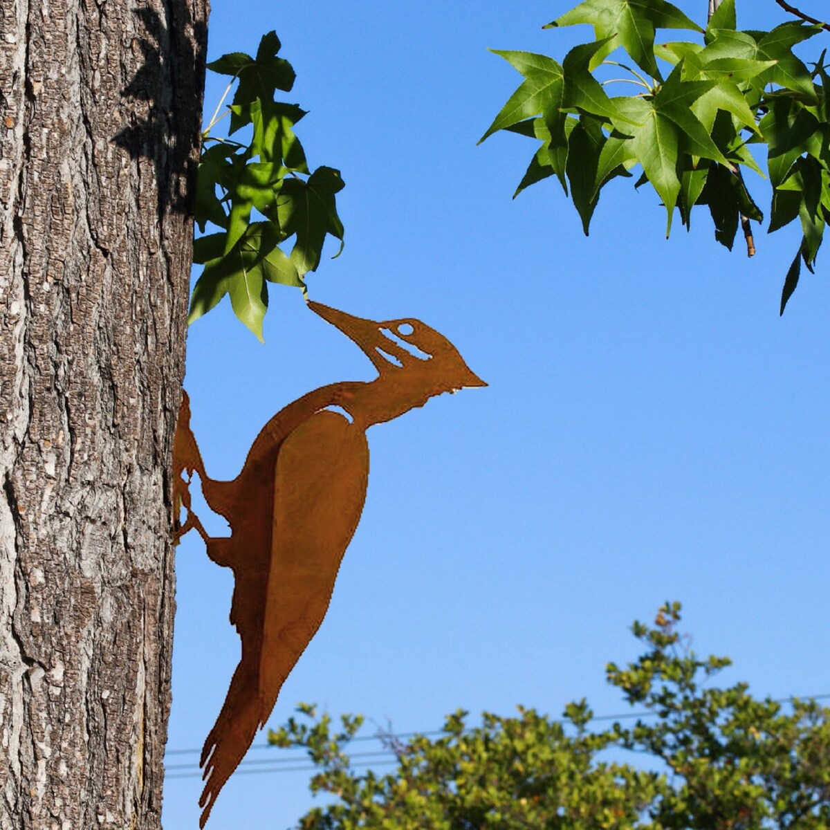 California Home and Garden Metal Pileated Woodpecker Silhouette, 15 Inch Tall, Rustic Look Artwork