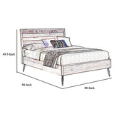 California King Bed with Plank Style Headboard and Round Tapered Legs,Brown