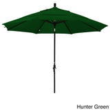 California Umbrella 11' Rd. Aluminum Patio Umbrella, Crank Lift, Collar Tilt, Dbl Wind Vent, Black Finish, Pacifica Fabric