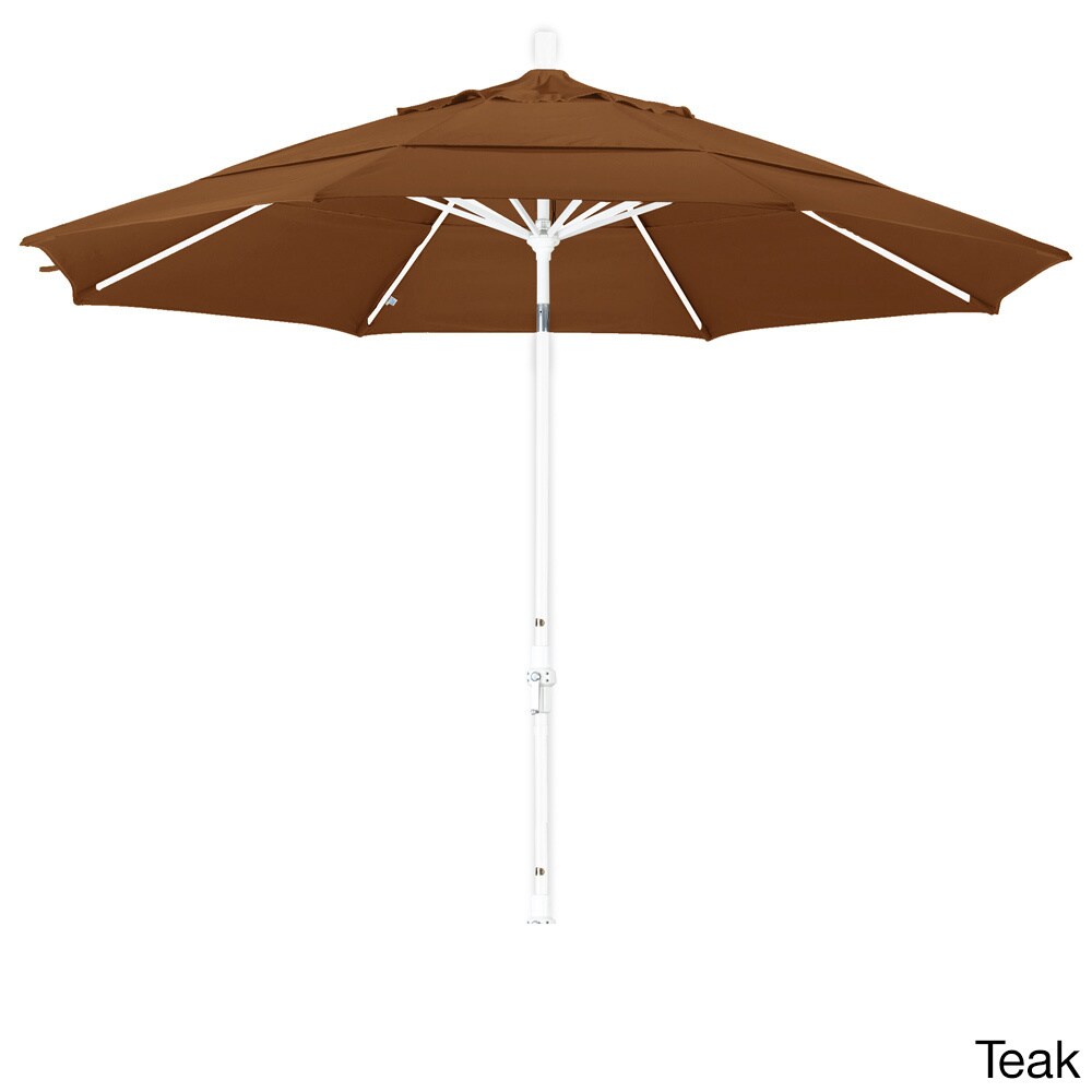 California Umbrella 11' Rd. Aluminum Patio Umbrella, Crank Lift, Collar Tilt, Dbl Wind Vent, White Finish, Sunbrella Fabric