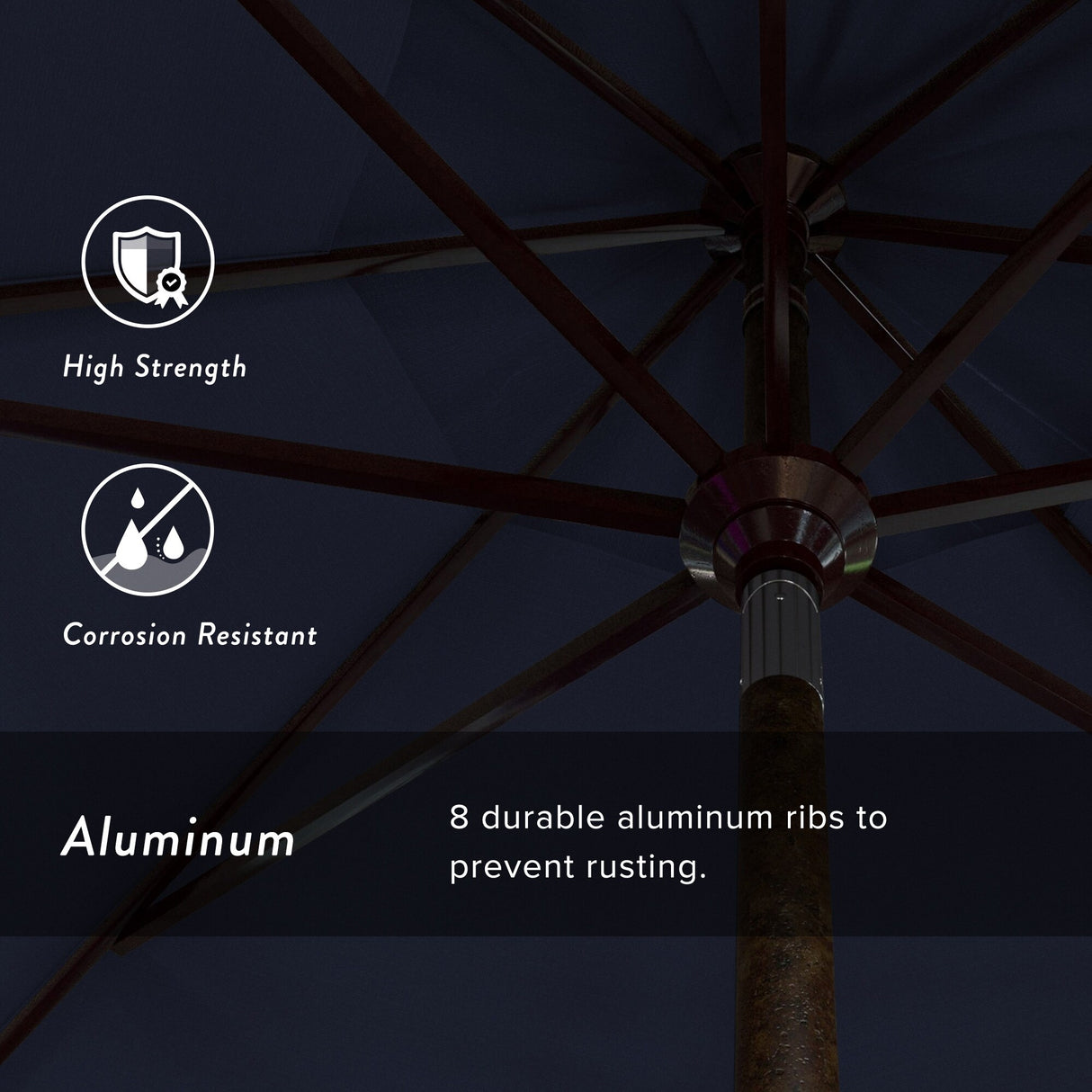 California Umbrella 11' Round Aluminum Crank Open Auto Tlit Patio Umbrella, Bronze Finish, Double Wind Vent.