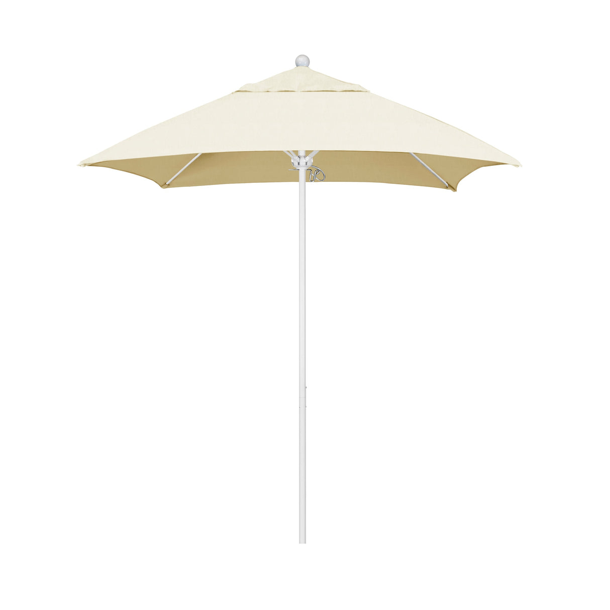 California Umbrella 6' Sq. Aluminum Frame, Fiberglass Rib Patio Umbrella, Push Open, Bronze Finish, Sunbrella Fabric