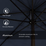 California Umbrella 7.5' Round Aluminum Crank Lift Auto Tilt 8 Rib Patio Umbrella, Bronze Finish, Sunbrella Fabric