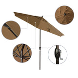 California Umbrella 7.5' Round Aluminum Crank Lift Auto Tilt 8 Rib Patio Umbrella, Bronze Finish, Sunbrella Fabric